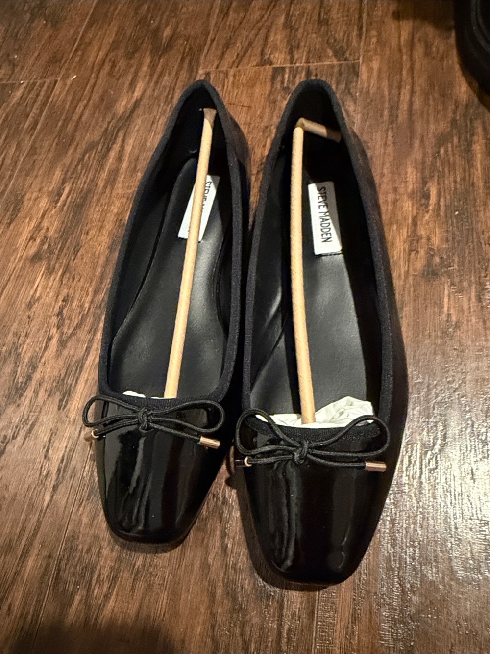 Steve Madden Black Patent Ballet Flats with Bow Sz 9